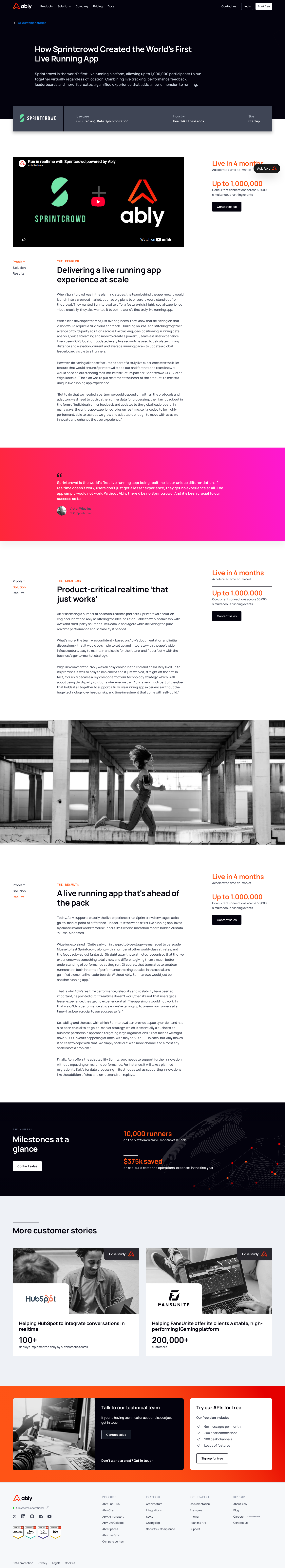 Screenshot of Ably x Sprintcrowd, powering the world's first live running app