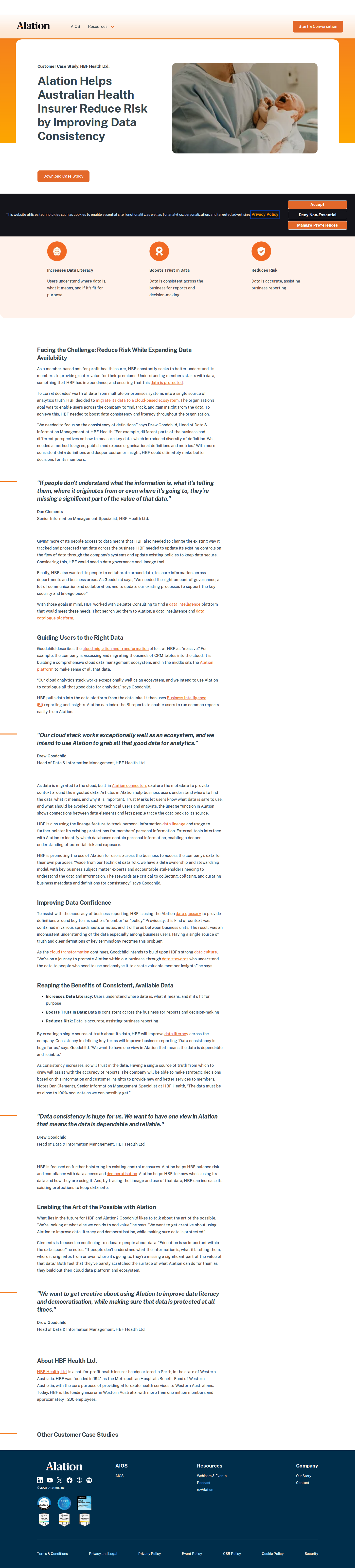 Screenshot of Alation x HBF Health, from scattered definitions to a single data truth