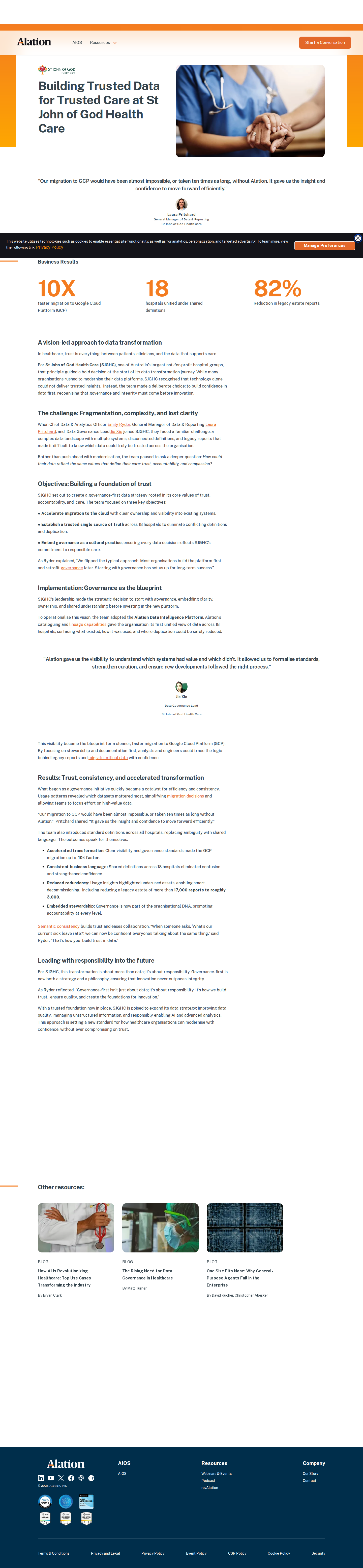 Screenshot of Alation x St John of God Health Care, governance-first makes GCP migration 10x faster