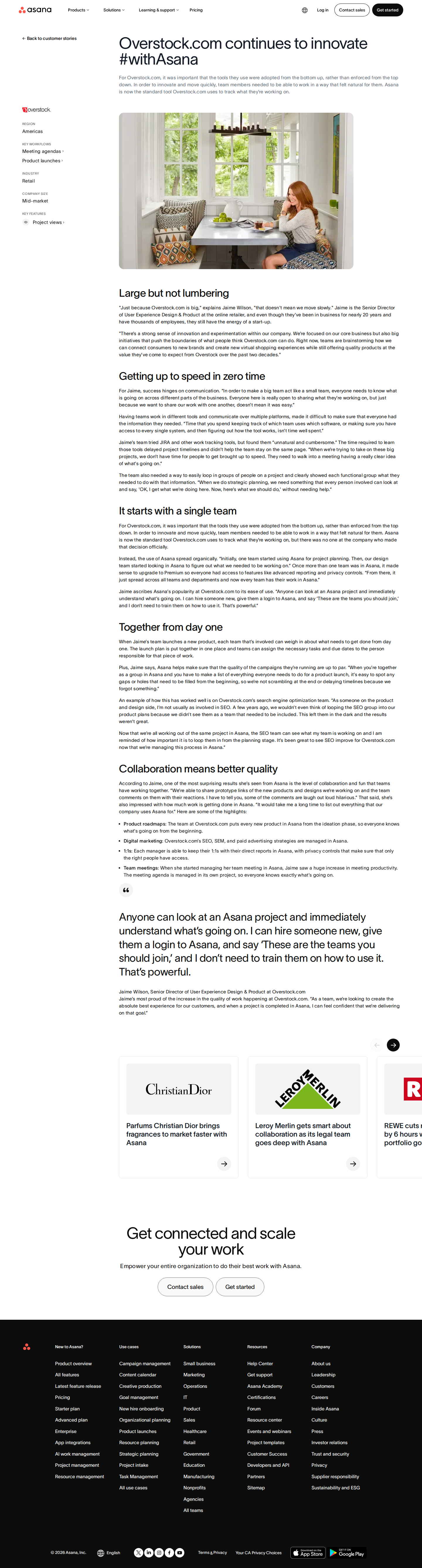 Full screenshot of Asana x Overstock.com, when JIRA felt unnatural