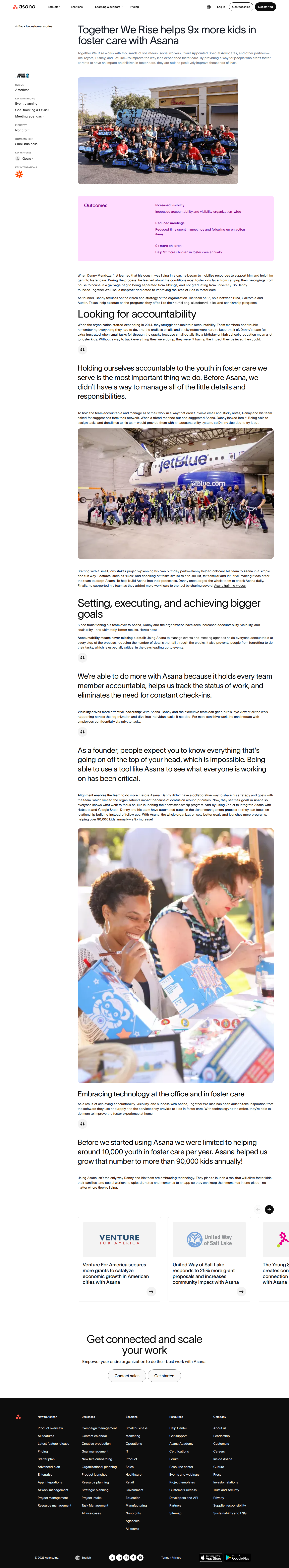 Full screenshot of Asana x Together We Rise, 9x more kids served