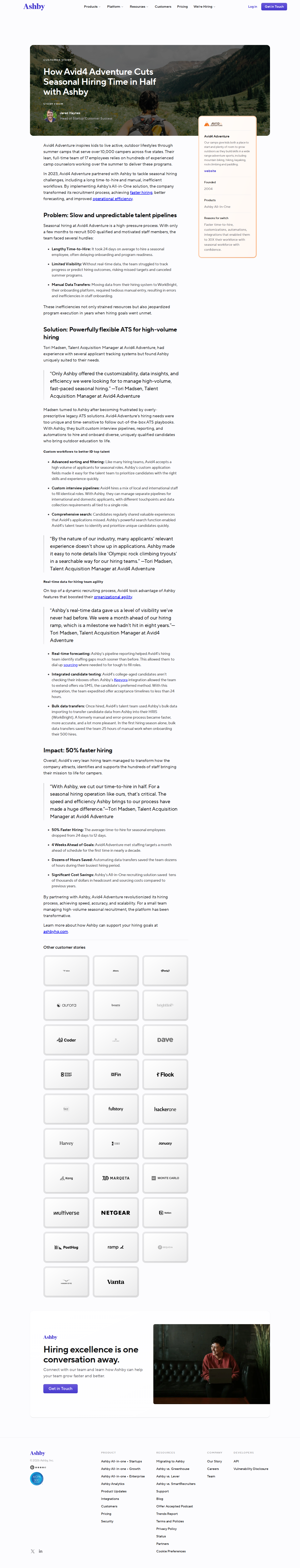 Screenshot of Ashby x Avid4 Adventure, seasonal hiring cut in half