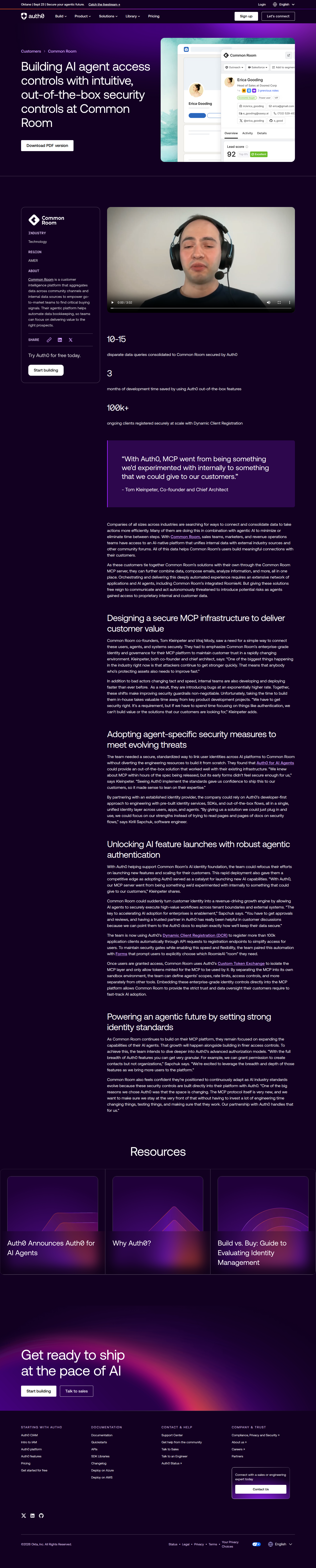 Screenshot of Auth0 x Common Room: From internal experiment to customer-facing MCP in weeks