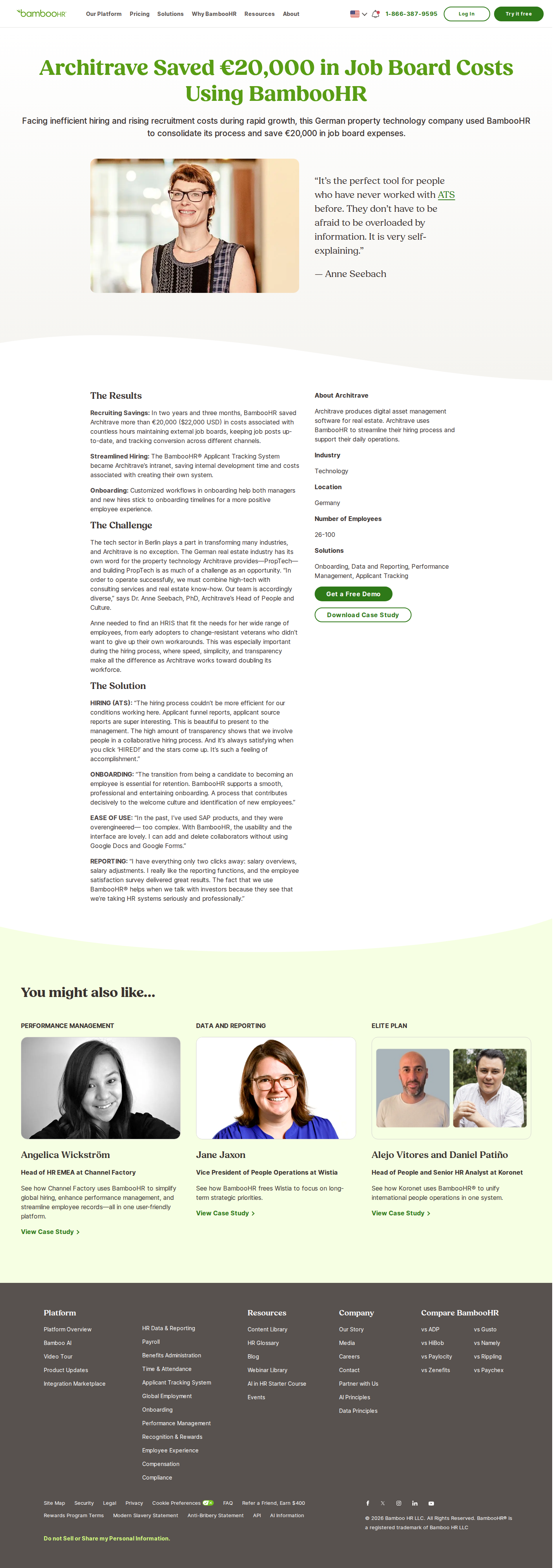 Screenshot of BambooHR x Architrave: €20K saved by consolidating a fragmented hiring process