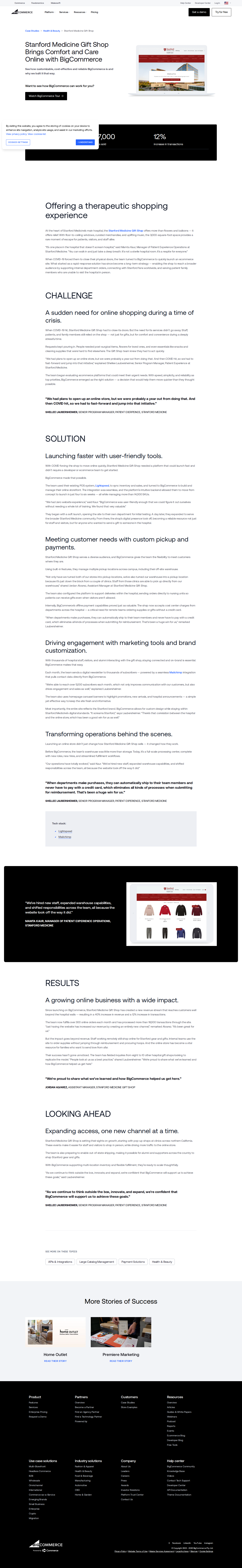 Screenshot of BigCommerce x Stanford Medicine Gift Shop, Crisis launch becomes permanent revenue channel
