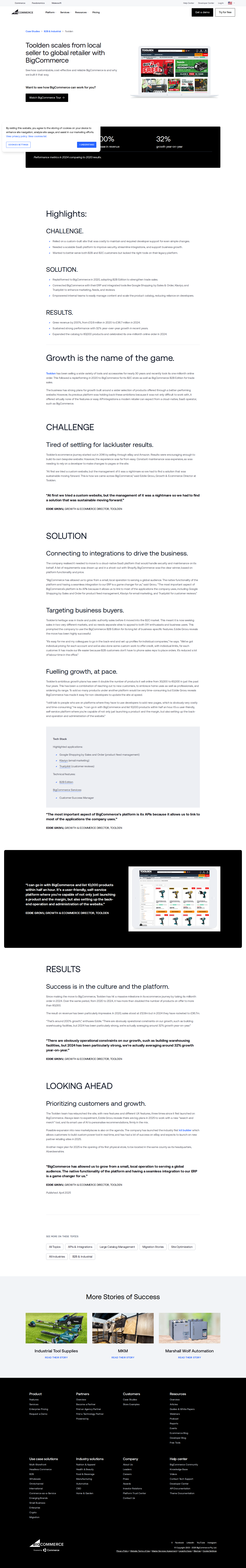 Screenshot of BigCommerce x Toolden: From £12.6m to £36.7m in Four Years