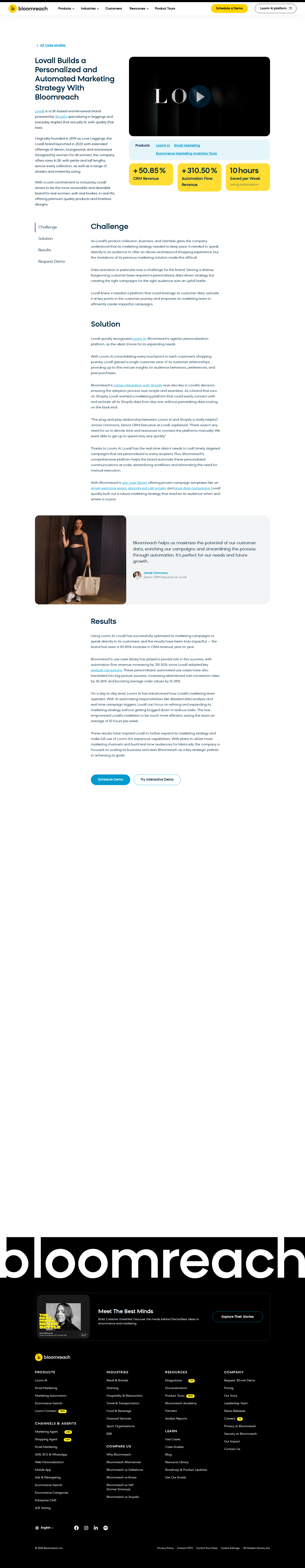 Screenshot of Bloomreach x Lovall, CRM revenue up 50% with AI-driven personalization