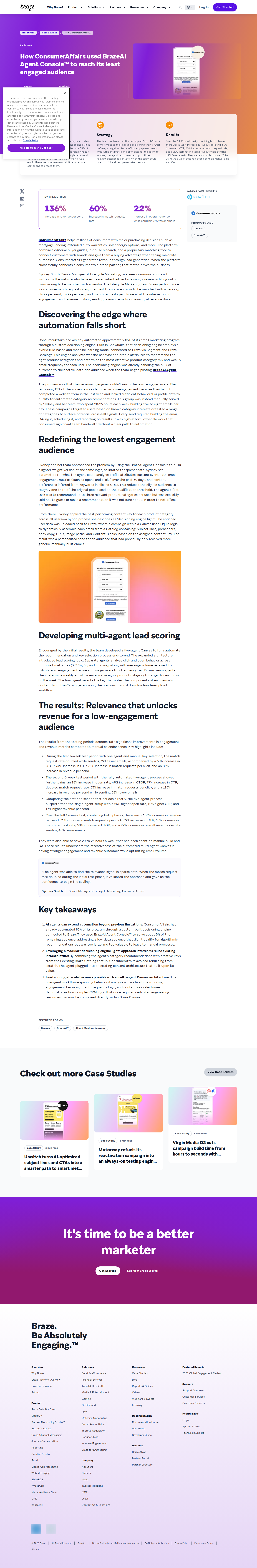 Screenshot of Braze x ConsumerAffairs, AI agents unlock revenue from the hardest-to-reach 15%