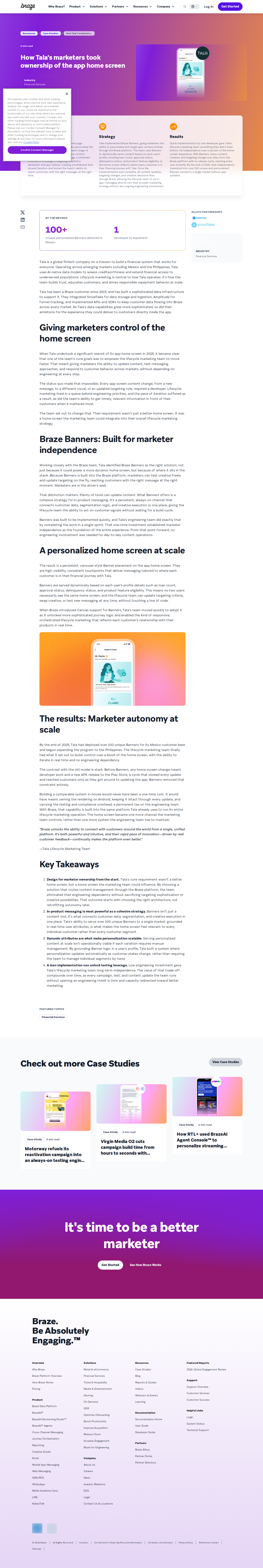 Screenshot of Braze x Tala, marketers take ownership of the app home screen