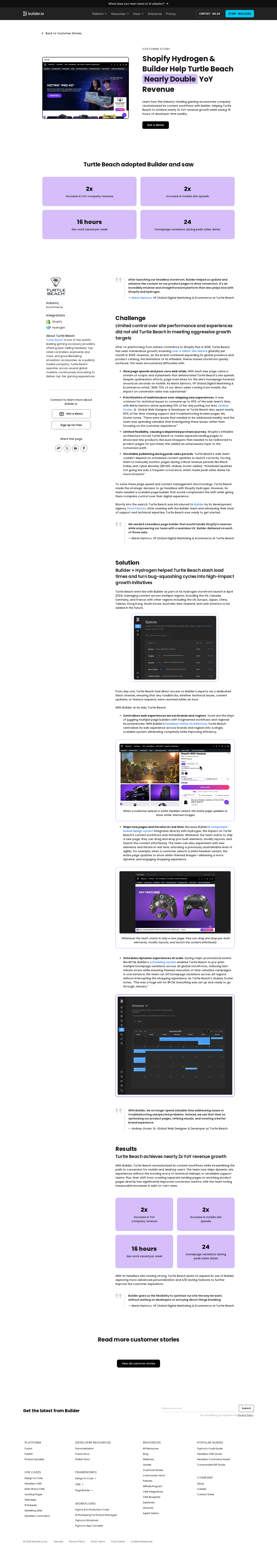 Screenshot of Builder.io x Turtle Beach, headless replatform nearly doubles YoY revenue