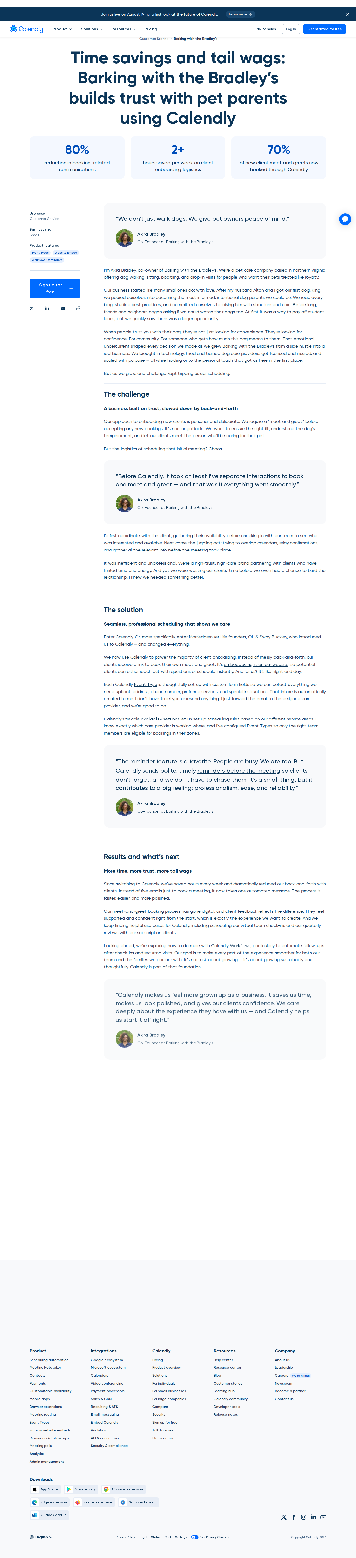 Screenshot of Calendly x Barking with the Bradley's, from five emails to one
