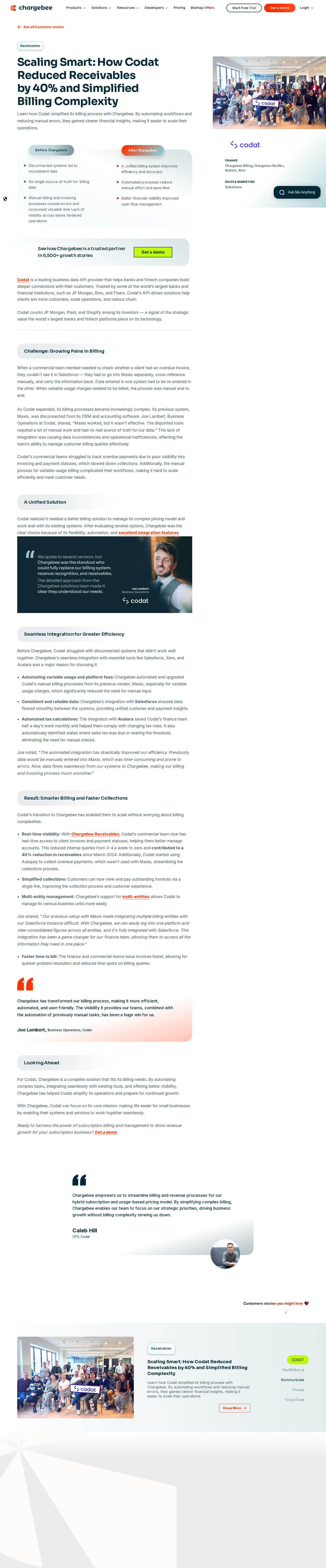Screenshot of Chargebee x Codat: From manual billing chaos to 40% fewer receivables