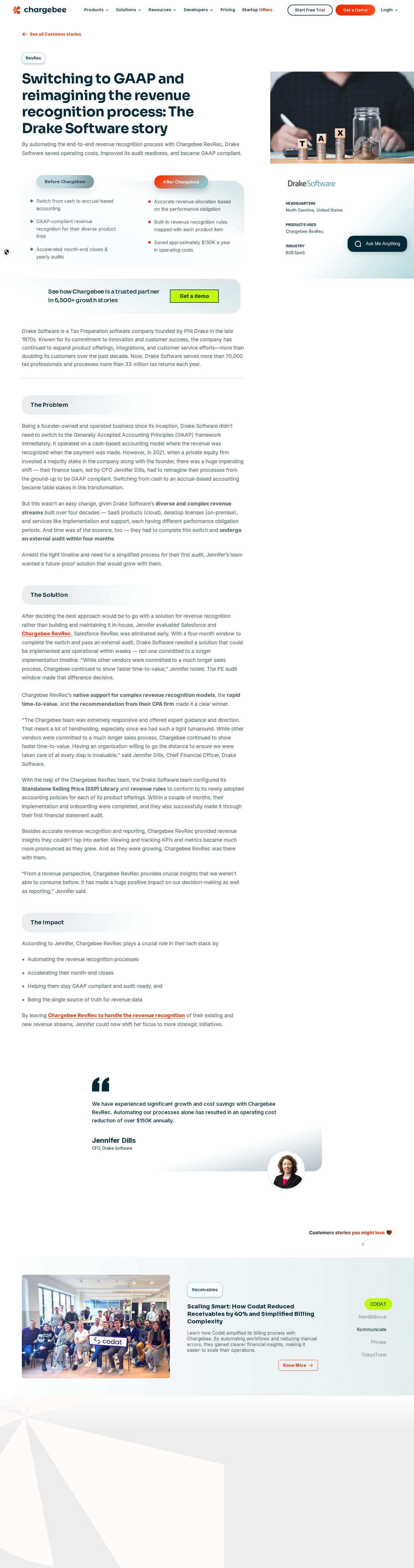 Screenshot of Chargebee x Drake Software, GAAP-ready in weeks not months