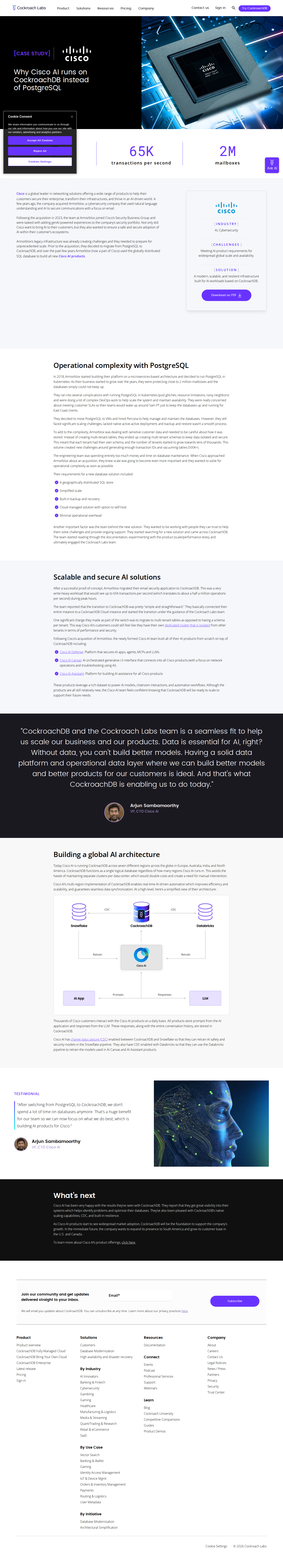 Screenshot of CockroachDB x Cisco AI, from 5am database firefighting to hands-off global scale