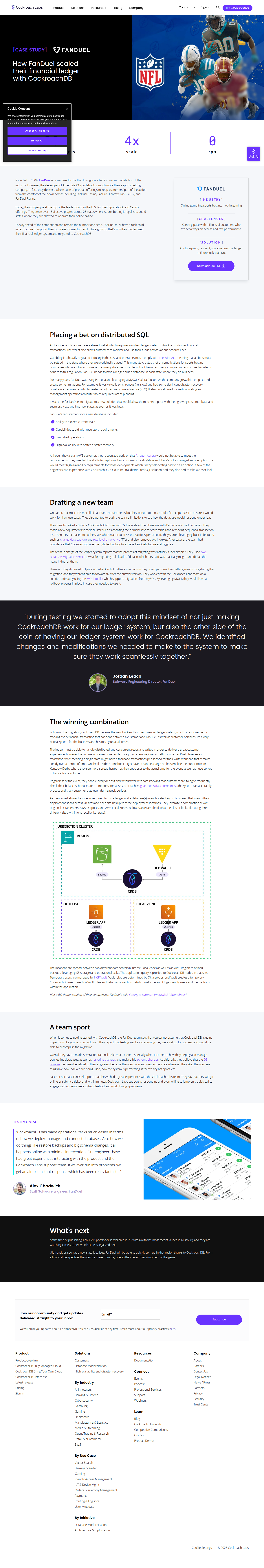 Screenshot of CockroachDB x FanDuel: Building a zero-RPO financial ledger across 28 states