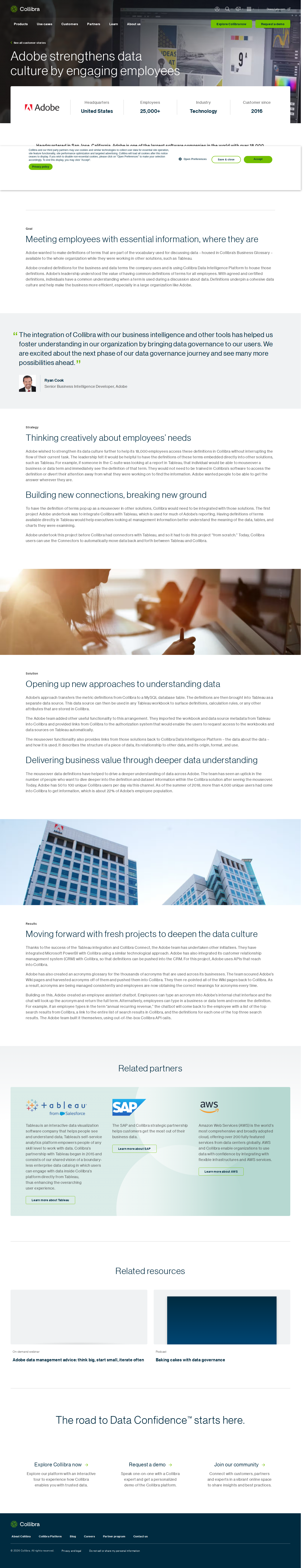 Screenshot of Collibra x Adobe, embedding data definitions where employees already work