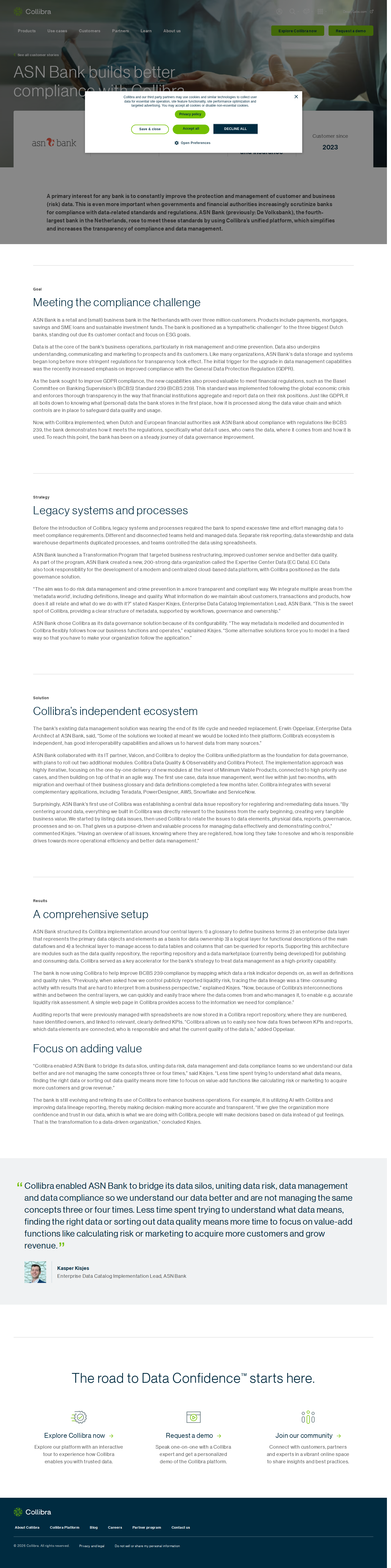 Screenshot of Collibra x ASN Bank, from spreadsheet compliance to auditable data lineage