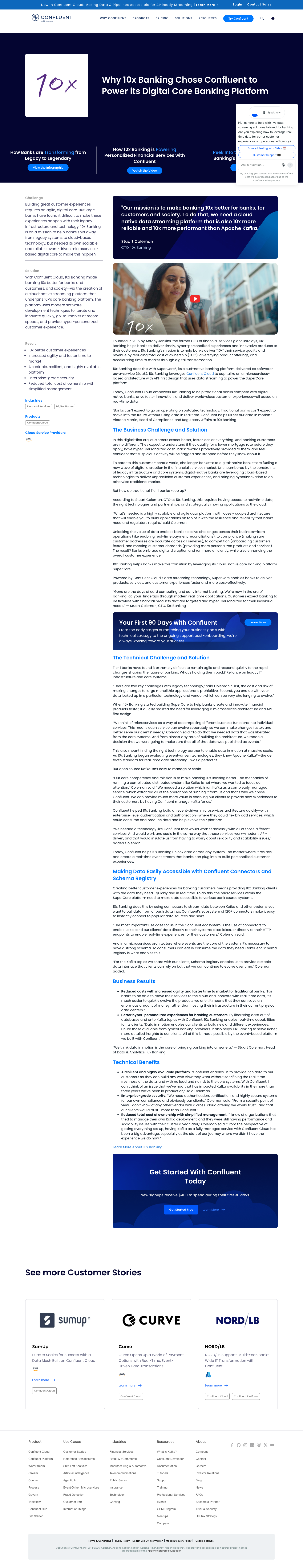 Screenshot of Confluent x 10x Banking, betting on managed Kafka to power a cloud-native core banking platform