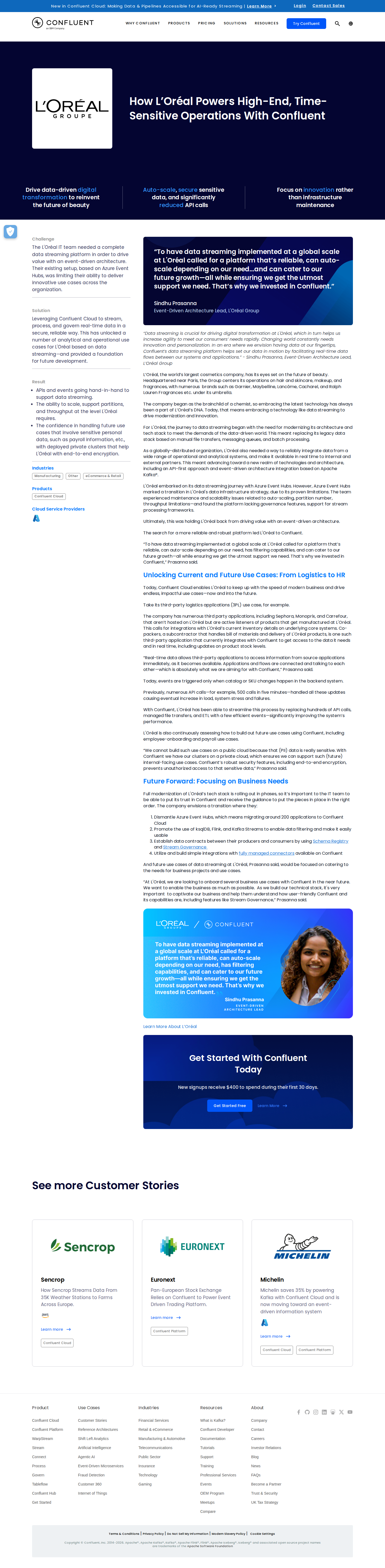 Full screenshot of Confluent x L'Oréal, from batch limits to global event-driven architecture