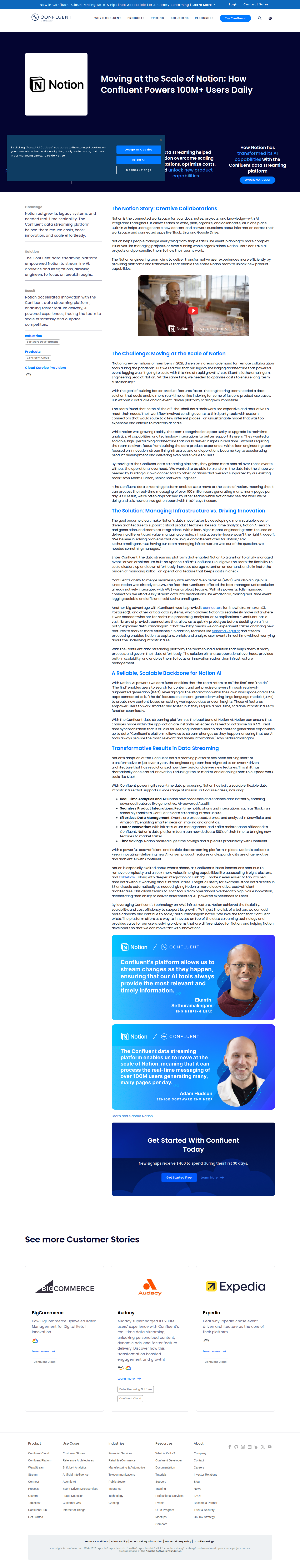 Screenshot of Confluent x Notion, unblocking 100M users at scale