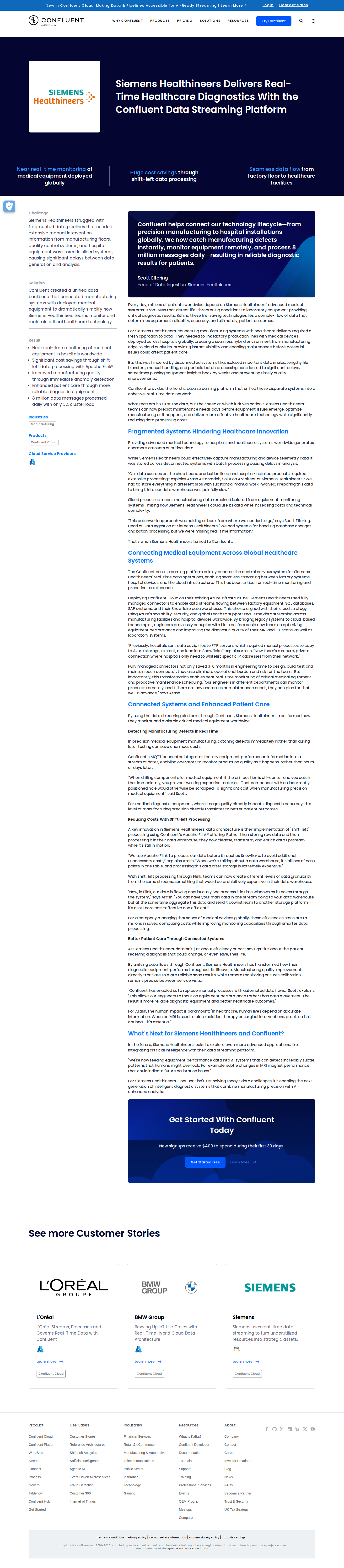 Full screenshot of Confluent x Siemens Healthineers: From data silos to real-time global diagnostics