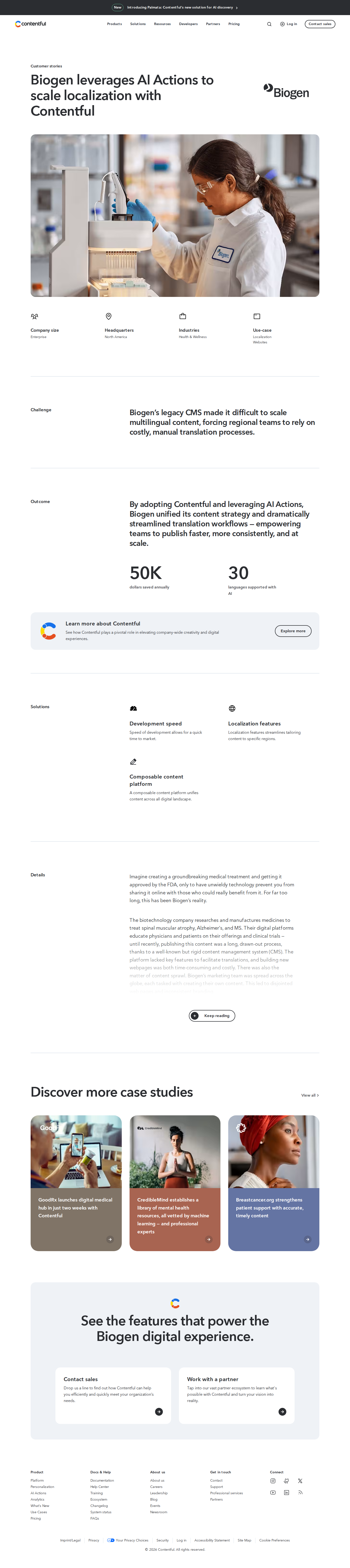 Full screenshot of Contentful x Biogen, AI cuts translation from weeks to minutes