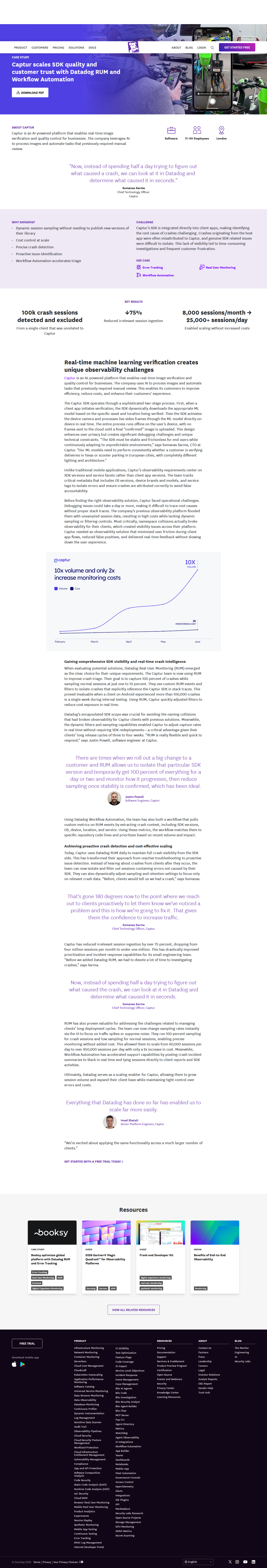 Screenshot of Datadog x Captur, from crash blindness to proactive SDK visibility