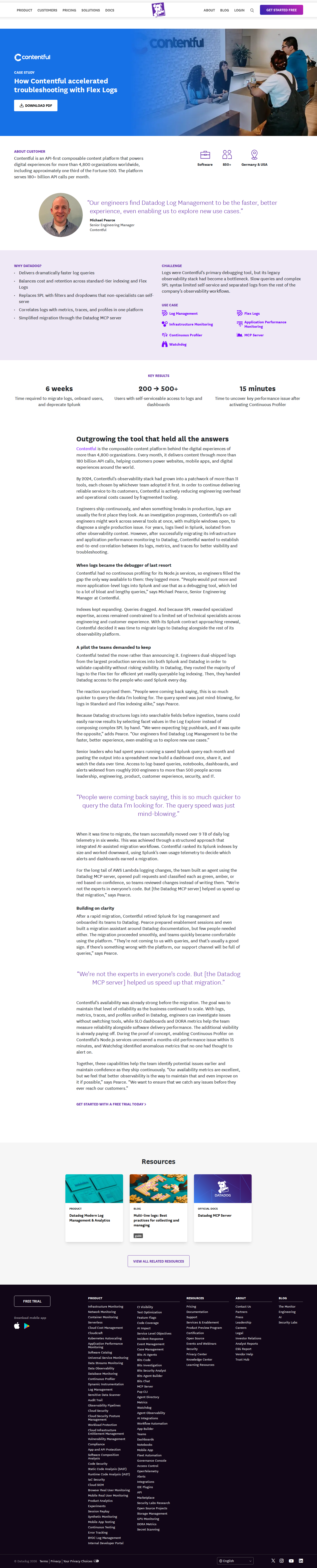 Screenshot of Datadog x Contentful: From Splunk bottleneck to self-serve log access at scale