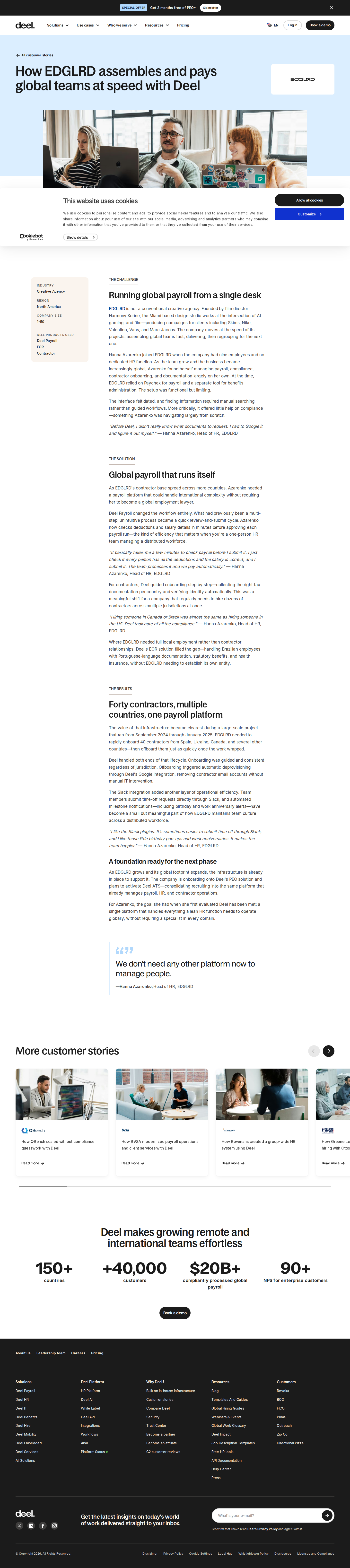 Full screenshot of Deel x EDGLRD, one-person HR team goes global