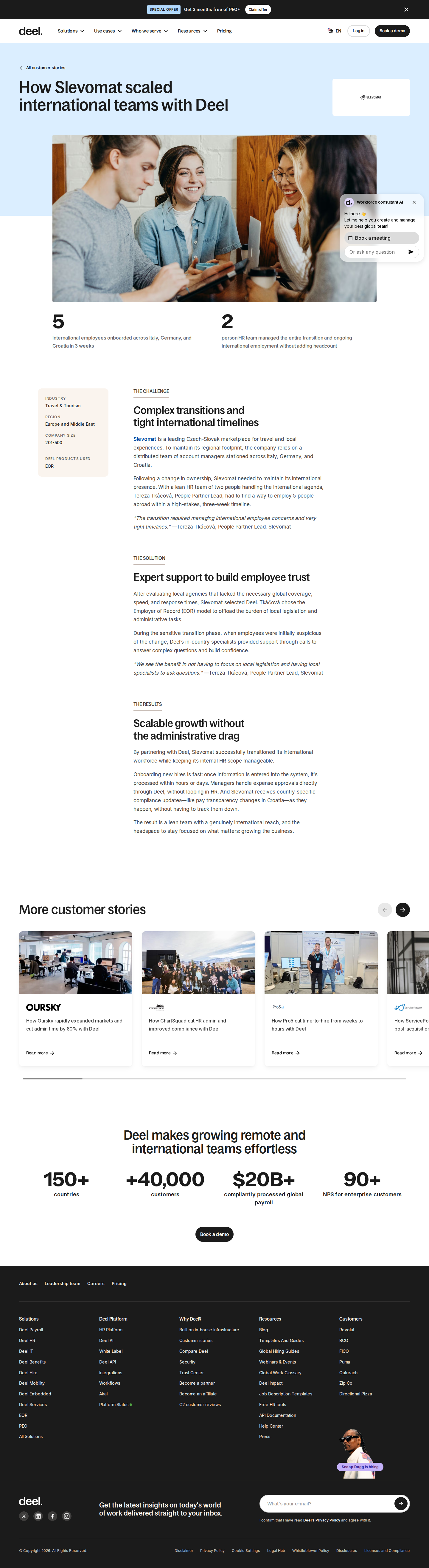 Screenshot of Deel x Slevomat, two-person HR team goes international in three weeks