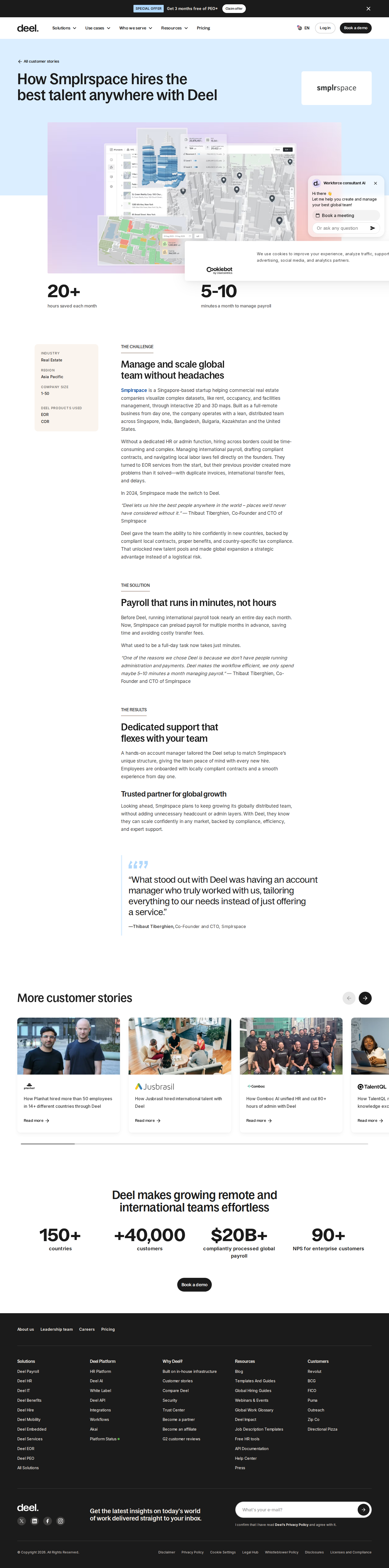 Screenshot of Deel x Smplrspace, from full-day payroll to five minutes