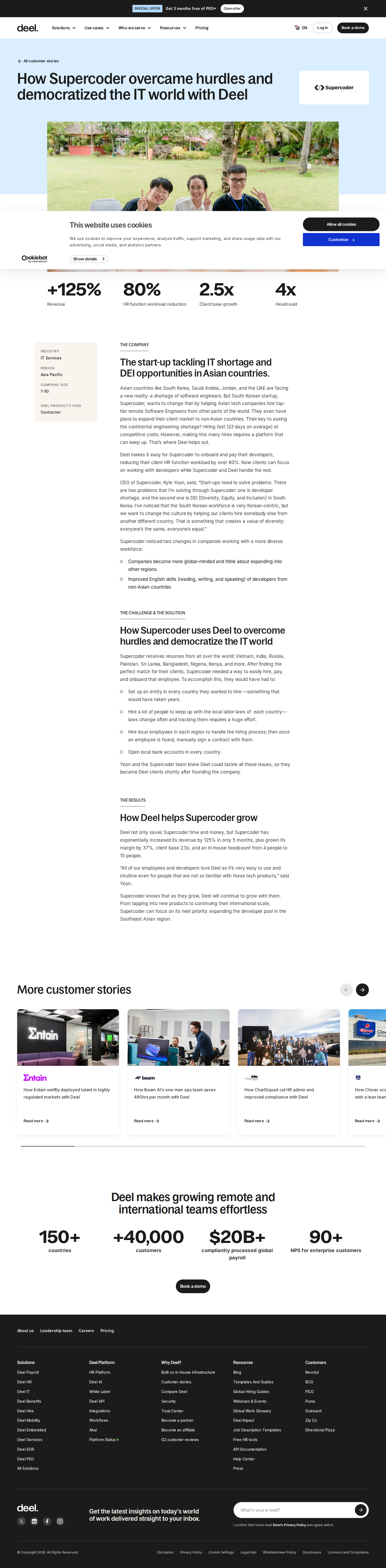 Screenshot of Deel x Supercoder, 125% revenue growth by unlocking global contractor hiring