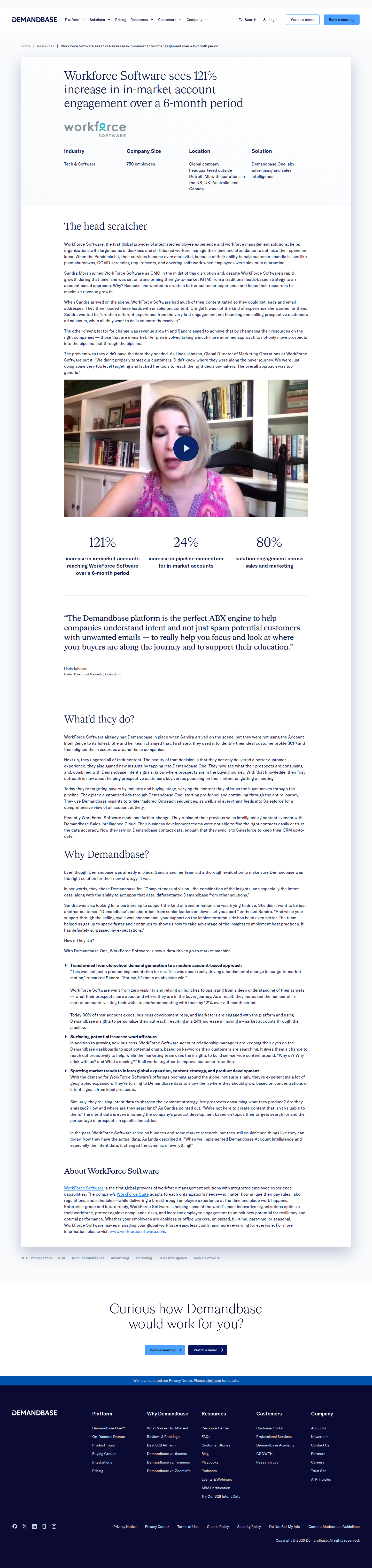 Screenshot of Demandbase x WorkForce Software, 121% more in-market accounts in six months