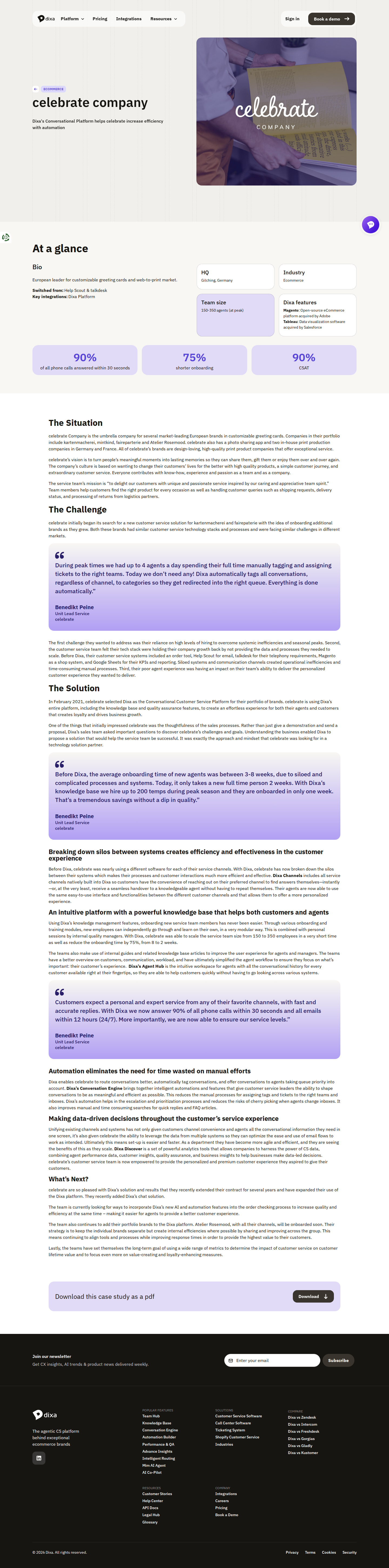 Screenshot of Dixa x celebrate Company, automating away four full-time manual taggers