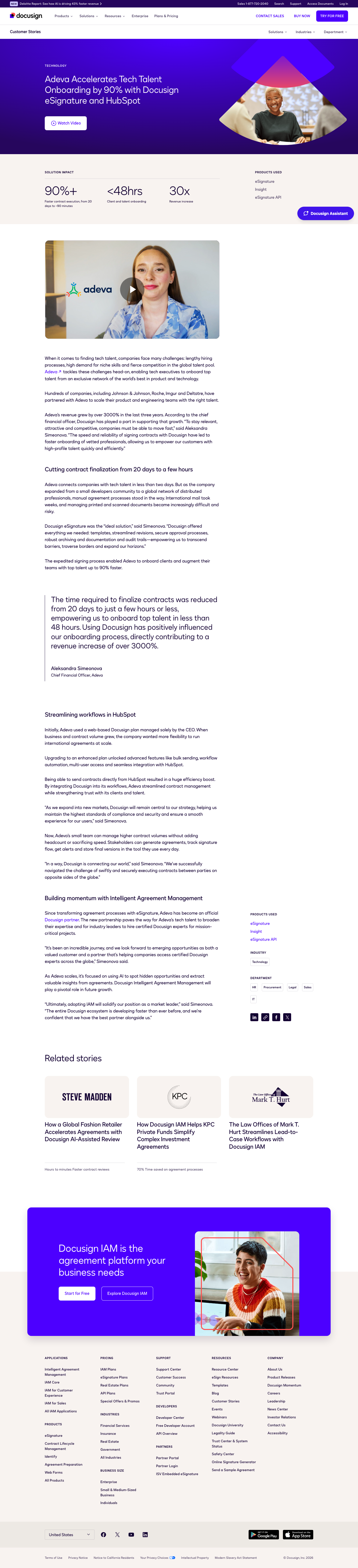 Screenshot of Docusign x Adeva, manual contracts were choking 3000% growth