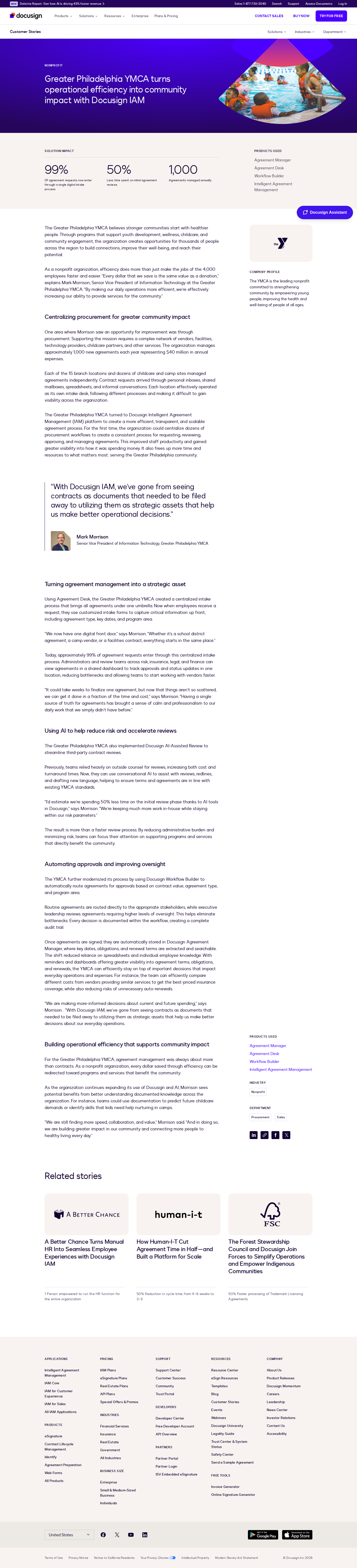 Full screenshot of Docusign x Greater Philadelphia YMCA, chaos-to-single-front-door