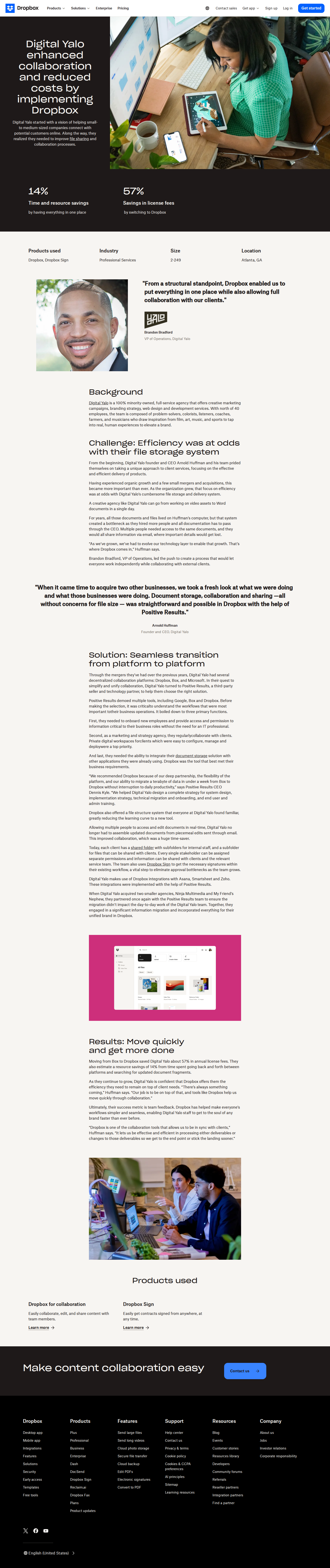 Screenshot of Dropbox x Digital Yalo, consolidation cuts costs and clears bottlenecks