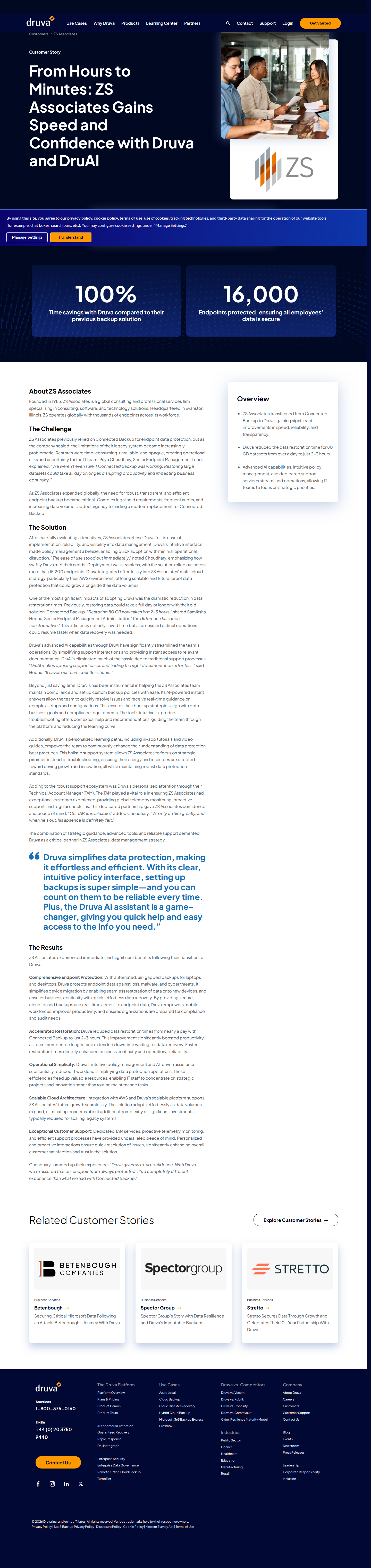 Screenshot of Druva x ZS Associates: From a full day to 2–3 hours for data restores