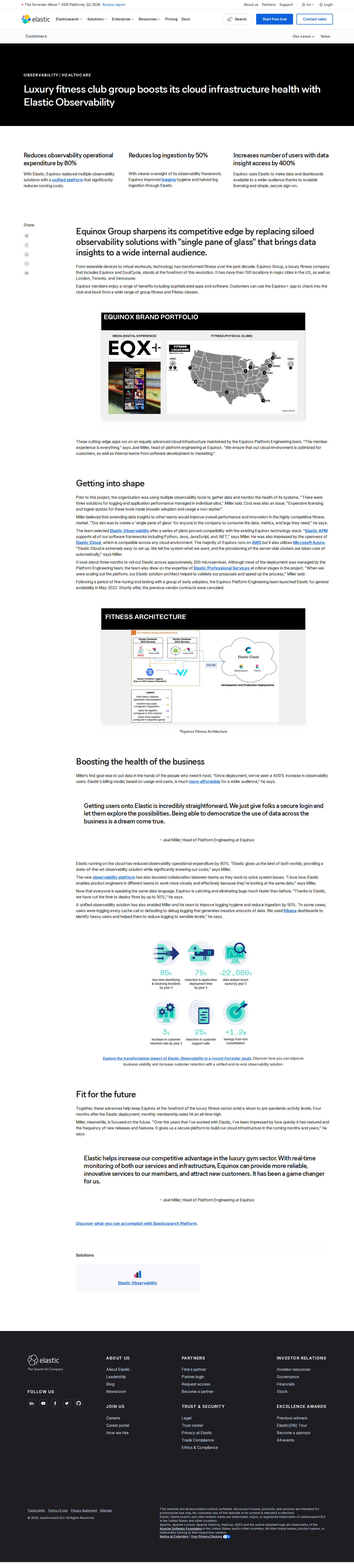 Screenshot of Elastic x Equinox Group, 80% observability cost cut with a unified platform