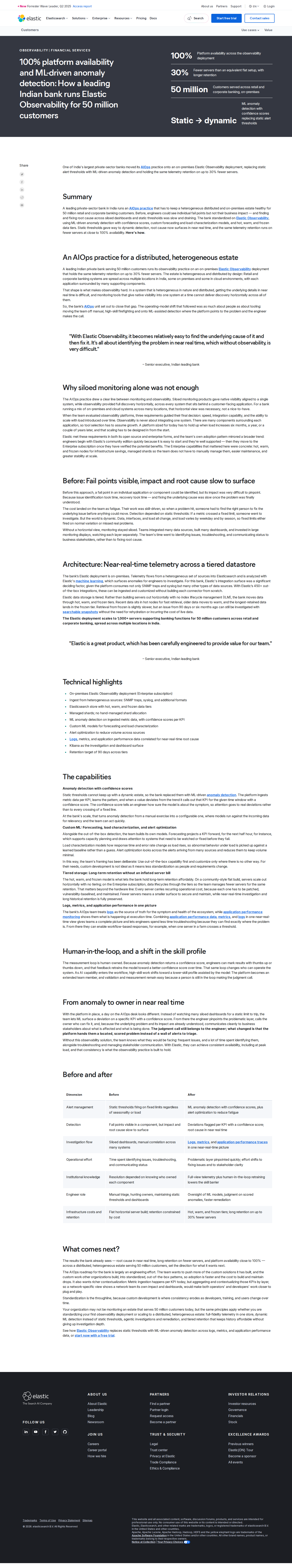 Full screenshot of Elastic x Indian Bank, AIOps at scale for 50 million customers