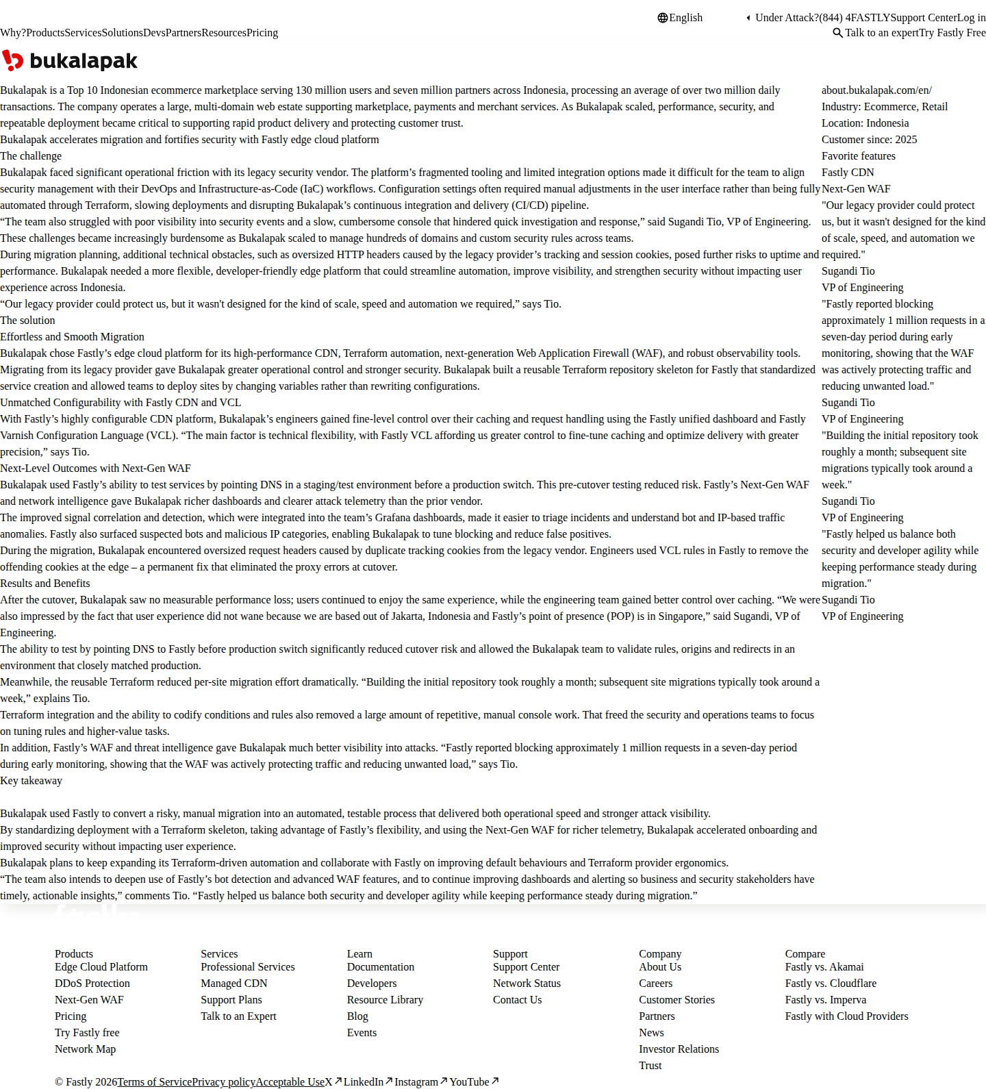 Screenshot of Fastly x Bukalapak, high-stakes migration lands without downtime or performance loss