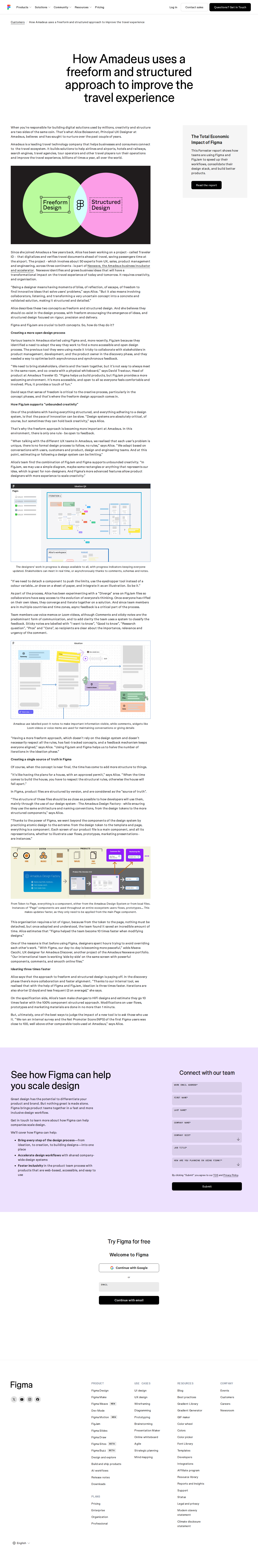 Full screenshot of Figma x Amadeus, 10x faster design modifications across a global team