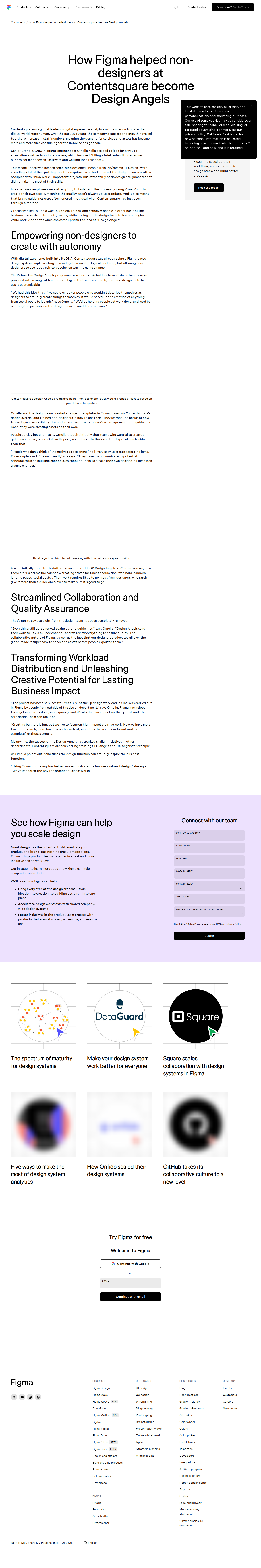 Full screenshot of Figma x Contentsquare, turning non-designers into Design Angels