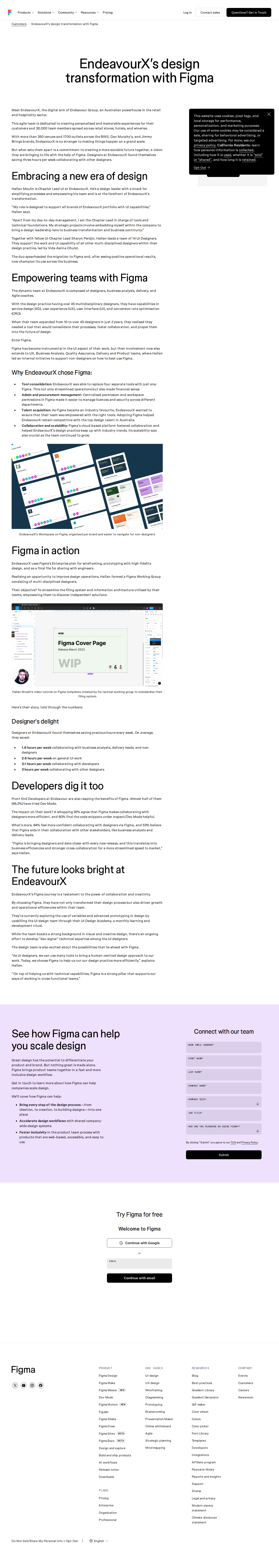 Screenshot of Figma x EndeavourX, four tools become one as design team scales
