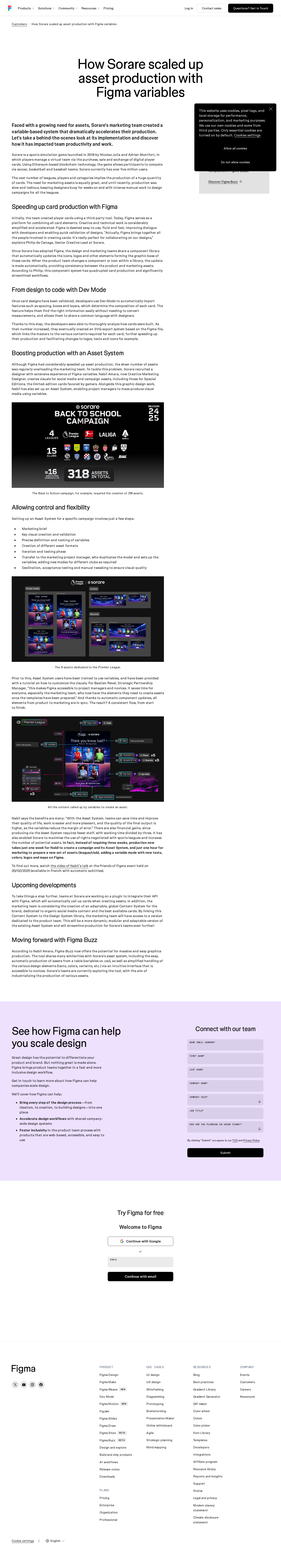 Full screenshot of Figma x Sorare, from weeks to hours on mass asset production