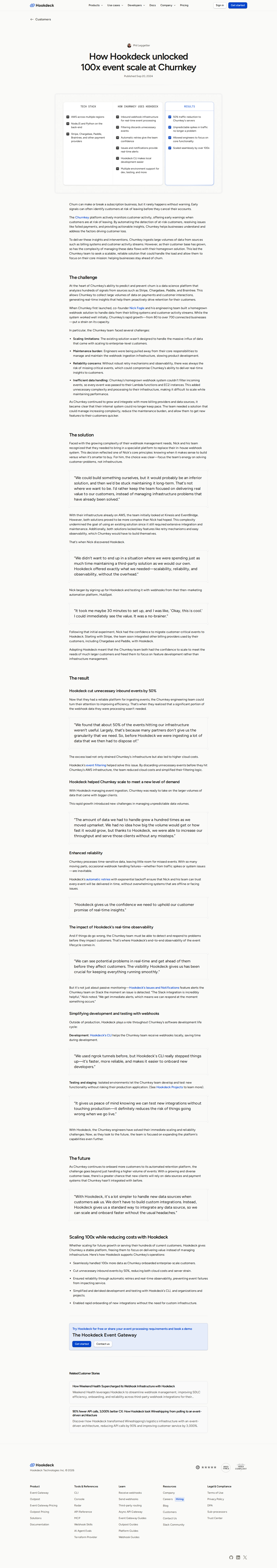 Screenshot of Hookdeck x Churnkey, 100x event scale without rebuilding infrastructure