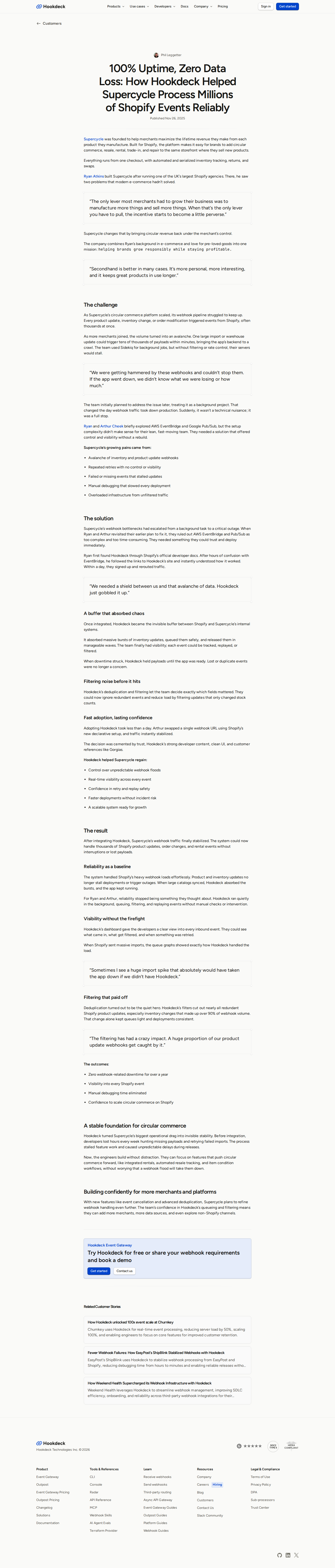 Screenshot of Hookdeck x Supercycle, from webhook avalanche to zero downtime