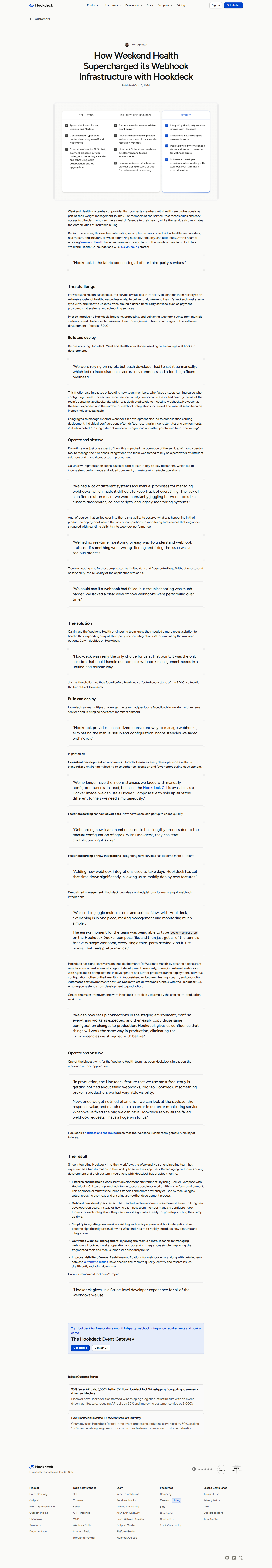 Screenshot of Hookdeck x Weekend Health, replacing ngrok chaos with unified webhook infrastructure