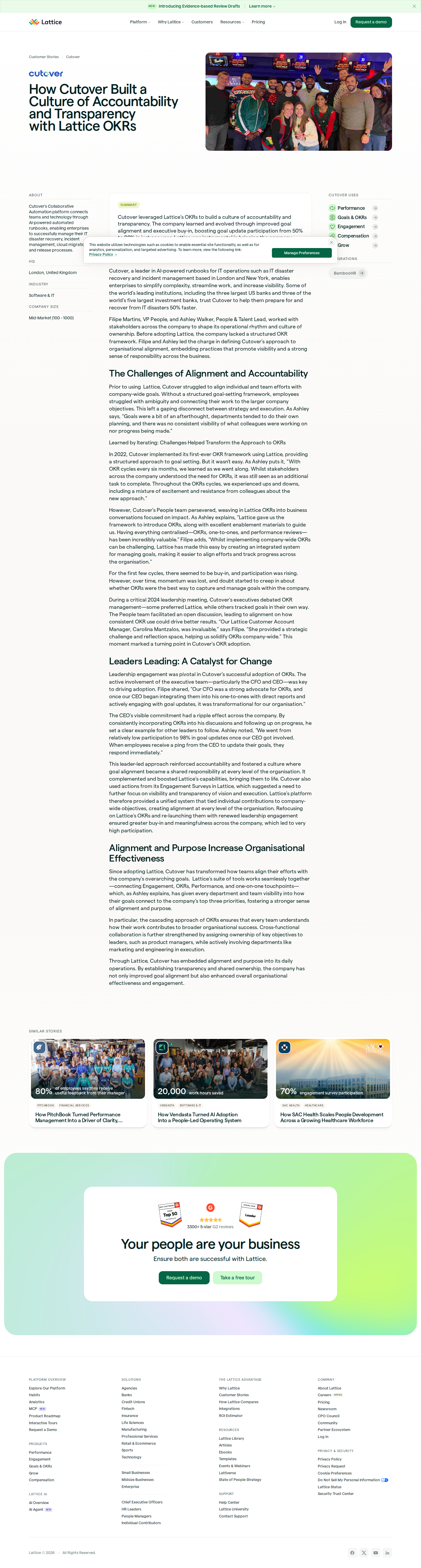 Screenshot of Lattice x Cutover: From 50% to 98% goal participation in one year