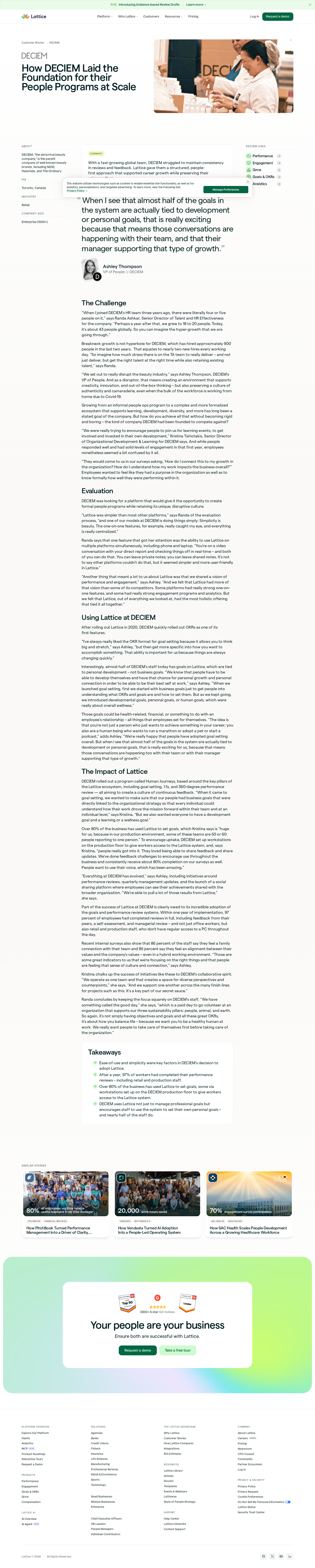 Screenshot of Lattice x DECIEM, building people programs from scratch at hyper-growth scale